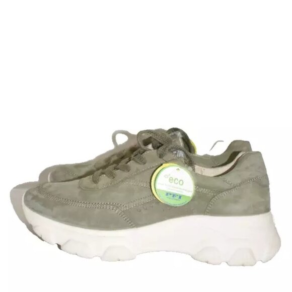 NWT $500 PAUL GREEN NUBUCK LOW TOP SNEAKER NUBUCK LIGHT GREEN COMFY 9 US (TE3)